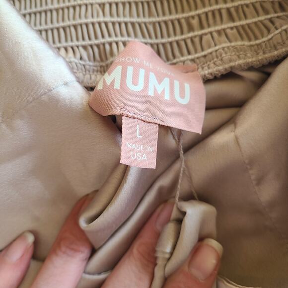 Show‎ Me Your MuMu Womens Claire Midi Dress L Ring Satin Luxe Bridesmaids NEW - Picture 10 of 11